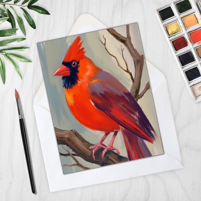 Aquarellfarbenkarte des roten Kardinals (Von Creator hochgeladen)