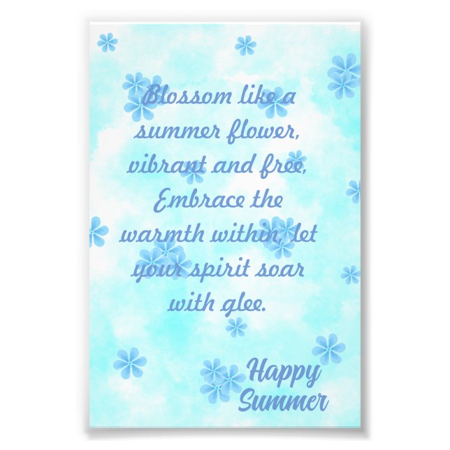 Aquarellfarbenretralblau Blumenmuster personalisie Fotodruck (Vorne)