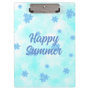 Aquarellfarbenretralblau Blumenmuster personalisie Klemmbrett