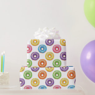 Aquarellfarbige Donuts mit Streuseln  Geschenkpapier