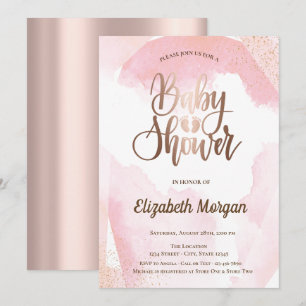 Aquarellfarbspritzer Roségold Baby Shower Einladung