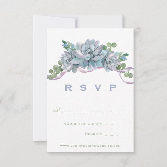 Aquarellfärbung Echeveria mit Lila UAWG RSVP Karte (Vorderseite)