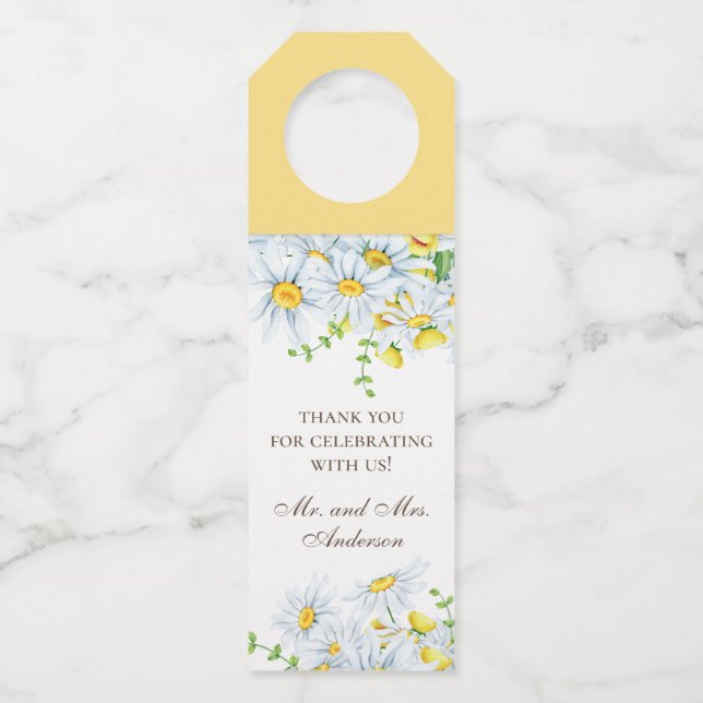 Aquarellfärbung. Floral rustic Hochzeit danke Flaschenanhänger (Vorderseite)