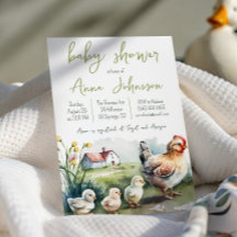 Aquarellfarm mit Chicks Baby Dusche