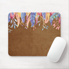 AquarellFedern auf Braun Mousepad