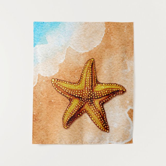 Aquarellfische am Strand Wandteppich (Vorderseite)