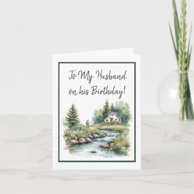 Aquarellfischer: Stream Birthday Card Karte (Vorderseite)
