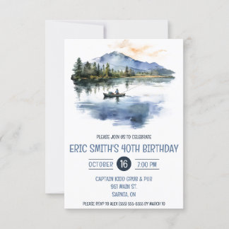 Aquarellfischerei, Berge, Lake Birthday Party Einladung