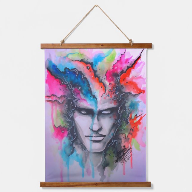 Aquarellfläche Wandteppich Mit Holzrahmen (Vorderseite)