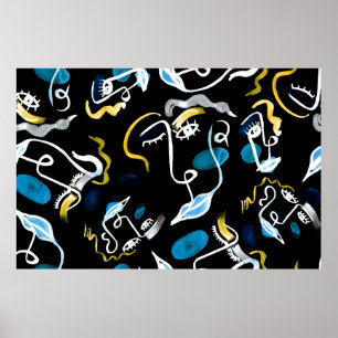 Aquarellflächen und geometrische Formen abstrakt k Poster