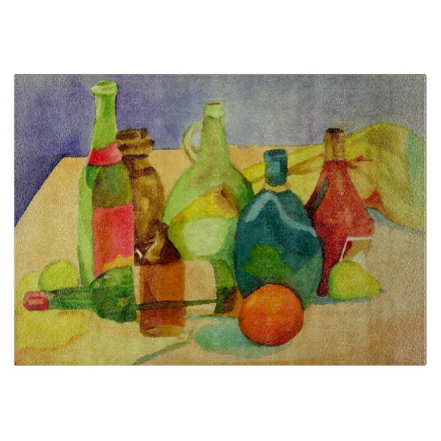 Aquarellflaschen Schneidebrett (Vorderseite)