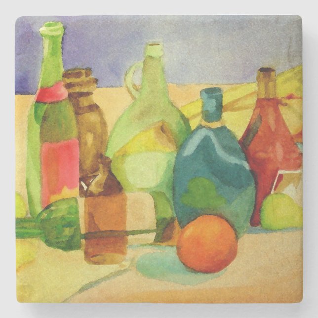 Aquarellflaschen Steinuntersetzer (Vorderseite)