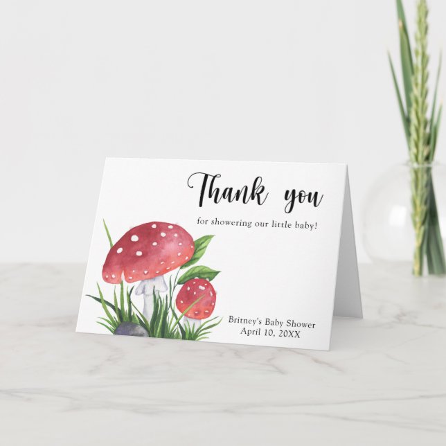 Aquarellfliege agarisch - vielen Dank Babydusche Dankeskarte (Vorderseite)
