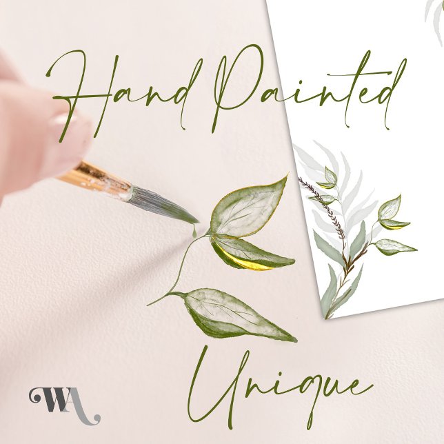 Aquarellfolie Grün und Gold Folien Einladung (Unique watercolor hand painted design)