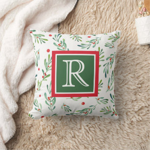 Aquarellfolien Personalisiert Monogram Weihnachten Kissen