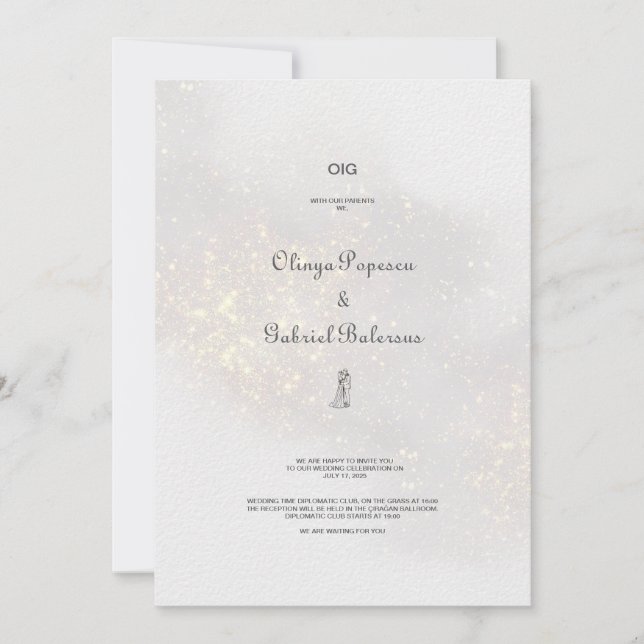 Aquarellformen Rose Glitzer Hochzeit Einladung (Vorderseite)