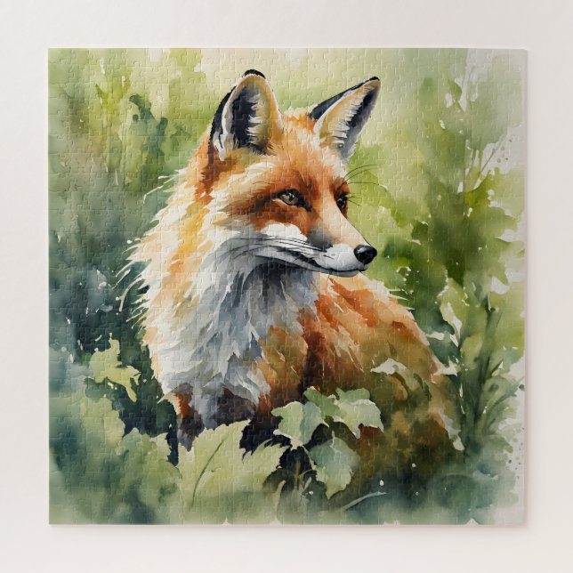 Aquarellfox Lebhafter Wald für Naturliebhaber (Vertikal)