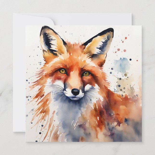 Aquarellfoxportrait Einladung (Vorderseite)
