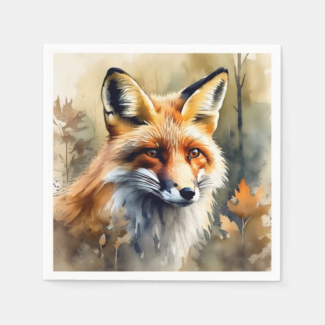Aquarellfoxportrait Serviette (Vorderseite)