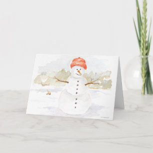 Aquarellfreundliche Schneemann-Weihnachtskarte Feiertagskarte