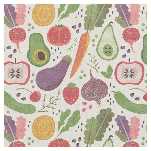 Aquarellfrüchte u. Veggies Stoff (Nahaufnahme)