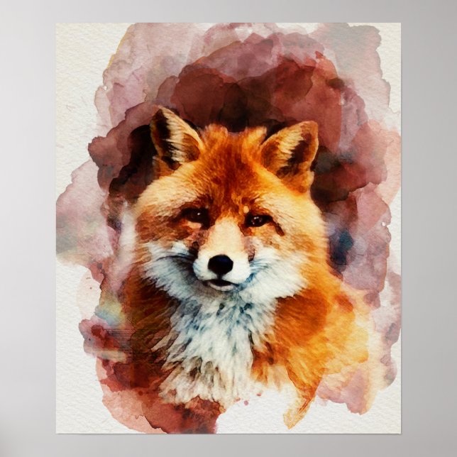 Aquarellfuchs Poster (Vorne)