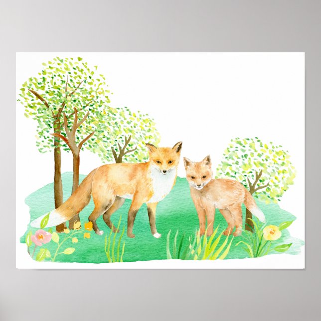 Aquarellfuchs und Kit Poster (Vorne)