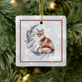 Aquarellfuchs und Schneeurlaub Keramikornament