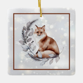 Aquarellfuchs und Schneeurlaub Keramikornament