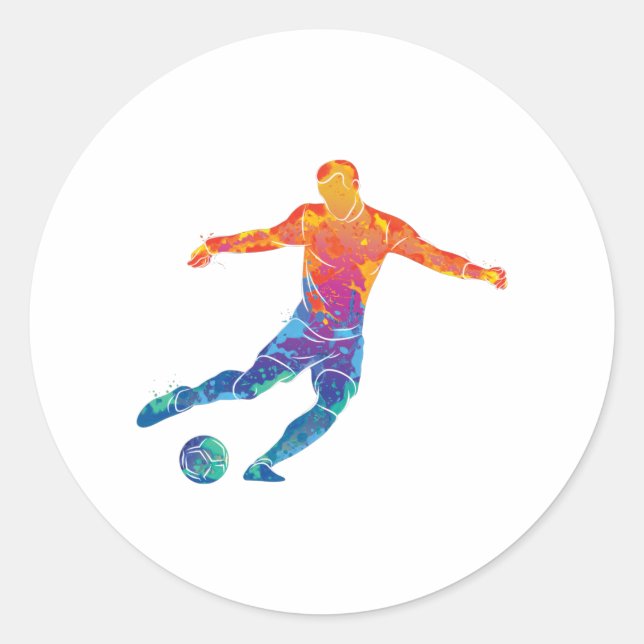 Aquarellfußball Runder Aufkleber (Vorderseite)