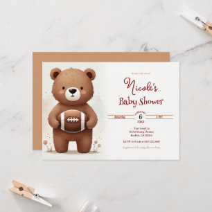 Aquarellfußball Teddy Bear Baby Dusche Einladung