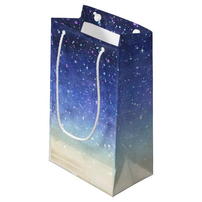 Aquarellgalaxie Kleine Geschenktüte (Vorderseite Schrägansicht)