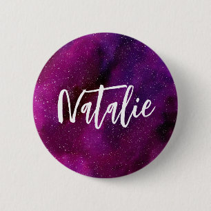 Aquarellgalaxien lila rosa button