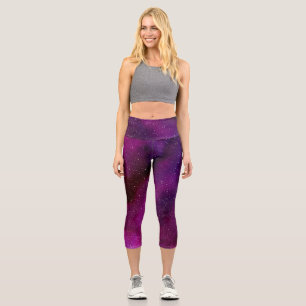 Aquarellgalaxien lila rosa capri leggings