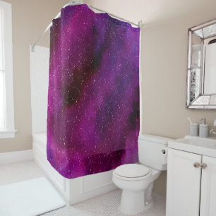 Aquarellgalaxien lila rosa duschvorhang
