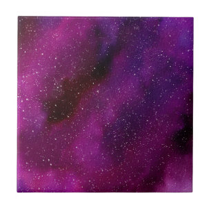 Aquarellgalaxien lila rosa fliese