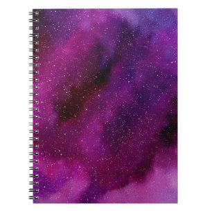 Aquarellgalaxien lila rosa notizblock