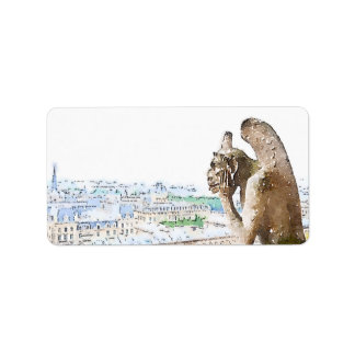 Aquarellgargoyle von Notre Dame Adressaufkleber