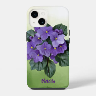 Aquarellgarten Afrikanische Violette Blume iPhone 14 Hülle