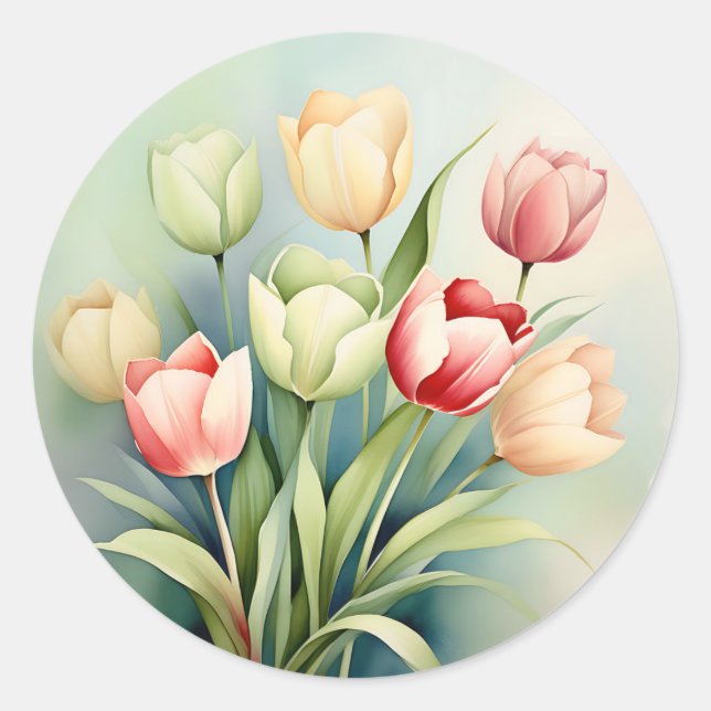Aquarellgarten auf dem Gehöft Grün Runder Aufkleber (Vorderseite)