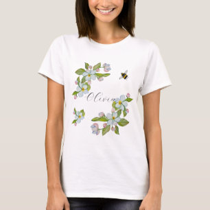 Aquarellgarten Blume und Hummeln. T-Shirt