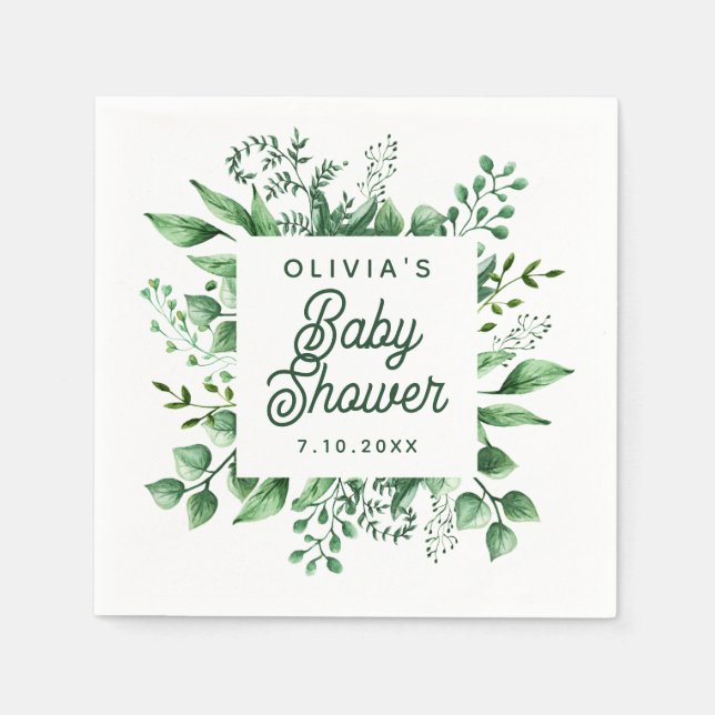Aquarellgarten Botanische Babydusche Serviette (Vorderseite)