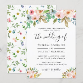 Aquarellgarten Frische Blume Einladung Hochzeit