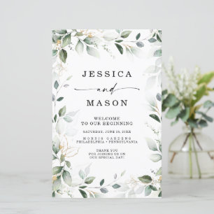 Aquarellgarten mit Gold-Hochzeitsprogramm