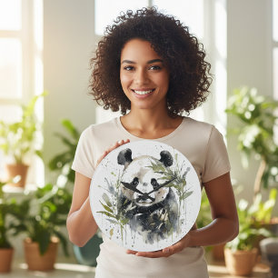 Aquarellgarten Panda Große Wanduhr