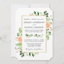 Aquarellgarten Peach Rose Hochzeit