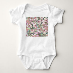 Aquarellgarten: Rose Tulip Elegance. Baby Strampler