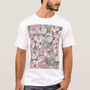 Aquarellgarten: Rosen-Tulpen-Eleganz. T-Shirt