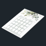 Aquarellgarten Sage Grünes Brautparty Bingo Notizblock<br><div class="desc">Das moderne elegante Botanische Brautparty Watercolor Bingo Sheets Notepad bietet Eukalyptus-Blätter,  grünes botanisches Blattwerk,  staubblaue Blätter und andere wunderschöne botanische Pflanzen. Trendy Kalligrafie Script. Sage Green.</div>