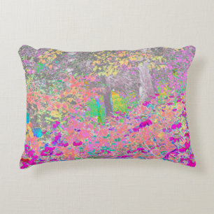 Aquarellgarten Sonnenaufgang mit violetten Blumen Dekokissen
